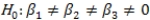 <strong>What is the null hypothesis being tested when analyzing data using multiple logistic regression with three explanatory variables?</strong> A) B) C) D)None of the above