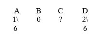 <strong>For a certain random experiment, let's consider four different outcomes, which we'll call A, B, C, and D. It has been determined that the probabilities of these outcomes are as follows: What is the probability of outcome C?</strong> A) 0.75 B) 0.50 C) 0.25 D) 0 E) There is a mistake in the table, because a probability cannot be 0.