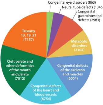 Consider Figure 18.11, below, which shows the incidence of the most common birth anomalies. Why does the pie chart NOT include behavioral disorders such as autism spectrum disorder?