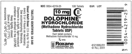 Order: Methadone hydrochloride 25 mg p.o.daily Available: Scored tablets Dosage: _____