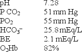<strong>A patient complaining of shortness of breath has the following blood gases obtained on an F<sub>I</sub>O<sub>2</sub> of 0.21: Which of the following best describes the acid-base status of this patient?</strong> A) Metabolic acidosis B) Respiratory acidosis C) Compensated metabolic alkalosis D) Partially compensated respiratory alkalosis