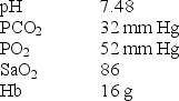 <strong>A 66-year-old female patient was admitted to the emergency department with shortness of breath and had the following blood gases obtained on an F<sub>I</sub>O<sub>2</sub> of 0.21: What is the calculated arterial content?</strong> A) 18.6 B) 18.3 C) 17.8 D) 1.34