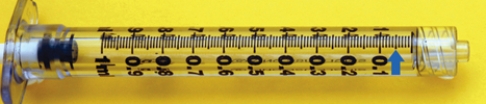 Read and write the precise measured syringe volume.Label the volume mL or units. Volume: