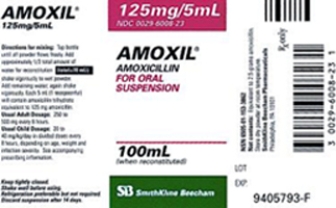 <strong>Ordered: amoxicillin oral susp 0.35 g PO q8h,for a patient with a urinary tract infection.Available: </strong> A)Is this a unit-dose or a multidose container? B)Estimated dose: How many milliliters will the nurse prepare? C)DA equation: D)Evaluation: Shade in the medicine cup with the nearest measurable dose.Indicate with an arrow the additional amount to be added with the syringe.