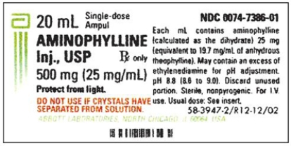 <strong>Directions: Calculate the IV medication and infusion rates.Use a calculator for safe dose range calculations,multiplication,and long division as desired.Verify results using DE-style equations where requested.If the order is unsafe,do not proceed with the math.Label answers. Ordered: aminophylline IV infusion,for a patient with asthma. Infusing: aminophylline at 33 mL per hr Available: IV of 500 mL of D<sub>5</sub>W with the contents of the vial shown here Patient's weight: 110 kg The nurse has withdrawn 20 mL of D<sub>5</sub>W and added the medication to make a total volume of 500 mL. How many milligrams of aminophylline is the patient receiving per hour? </strong> A)DA equation: B)Evaluation: