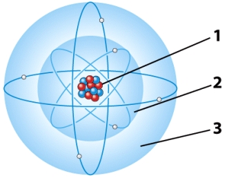 <strong>In the illustration below,the part of the atom that has a positive charge is referred to as the: </strong> A)first electron energy level. B)second electron energy level. C)Both A and B are correct. D)nucleus.