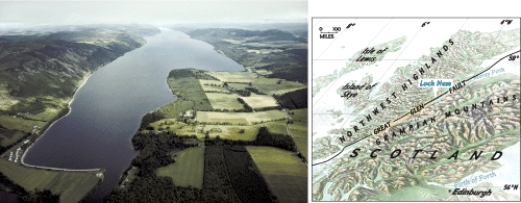 Observe the photo below and discuss how the shape of Loch Ness reflects its geologic history.