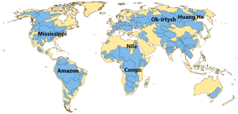 _____ is the continent with the least quantity of watersheds.