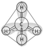 -In the methane molecule shown in the figure above, bonds have formed that include both the s orbital valence electrons of the hydrogen atoms and the p orbital valence electrons of the carbon. The electron orbitals in these bonds are said to be