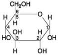 Use the following figure to answer the questions below. -If two molecules of the general type shown in the above figure were linked together, carbon-1 of one molecule to carbon-4 of the other, the single molecule that would result would be