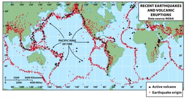 <strong>According to the figure below,which location has the least amount of volcanic activity? </strong> A) the United States B) South America C) Subsaharan Africa D) East Asia E) Australia