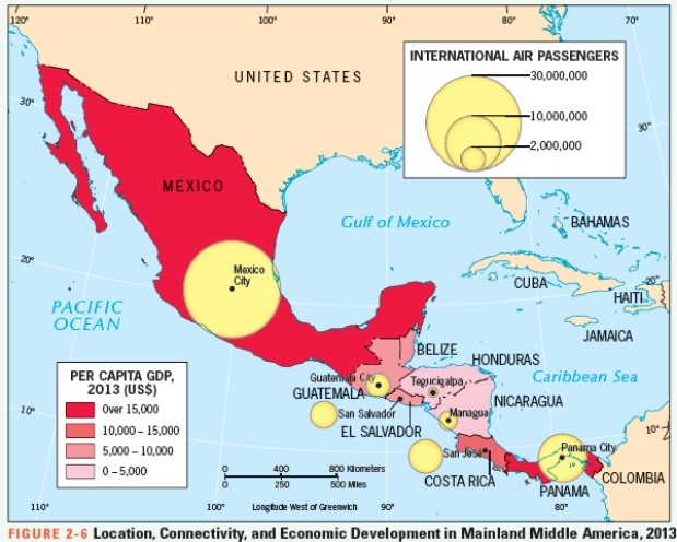 <strong>According to Figure 2-6,the poorest Mainland countries in 2010 were __________.  </strong> A) Mexico and Panama B) Guatemala and El Salvador C) Honduras and Nicaragua D) Costa Rica and Belize E) Haiti and the Dominican Republic <div style=padding-top: 35px> 