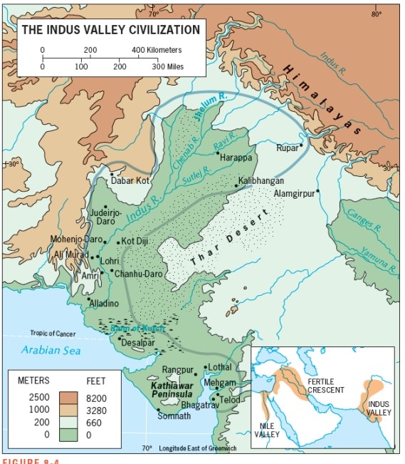 <strong>Figure 8-4 shows that the Indus Valley civilization was located in which of South Asia's physiographic regions? </strong> A) the Northern Mountains B) the River Lowlands C) the Southern Plateaus D) the Eastern Highlands E) the Central Grasslands