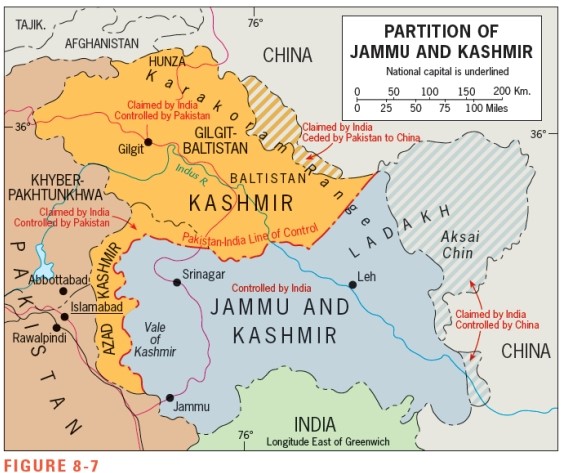 <strong>Figure 8-7 shows that the territory called Aksai Chin is currently under this country's political control: </strong> A) India B) Pakistan C) China D) Afghanistan E) Nepal