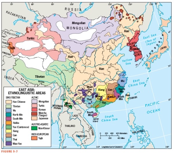 <strong>Figure 9-7 shows that the most widely spoken languages in the northernmost parts of East Asia belong to this language family: </strong> A) Sino-Tibetan B) Han Chinese C) Altaic D) Austro-Asiatic E) Indo-European