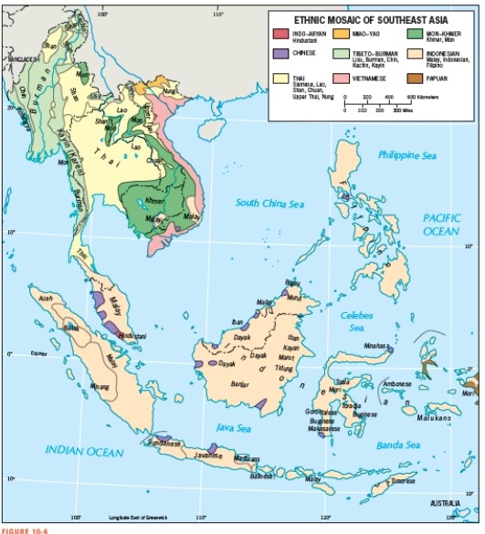 <strong>According to Figure 10-6,the majority of people living in Thailand belong to this ethnic group: </strong> A) Indo-Aryan B) Chinese C) Thai D) Tibeto-Burman E) Mon-Khmer