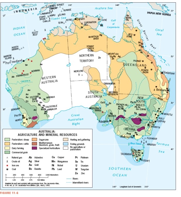 Figure 11-6 shows that the Great Barrier Reef is located in the Coral Sea.