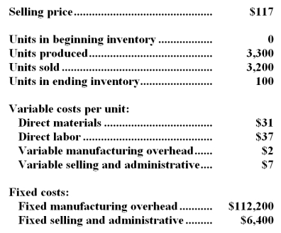 Qiu Company,which has only one product,has provided the following data concerning its most recent month of operations: Required: a.What is the unit product cost for the month under variable costing? b.Prepare a contribution format income statement for the month using variable costing. c.Without preparing an income statement,determine the absorption costing net operating income for the month.(Hint: Use the reconciliation method. )