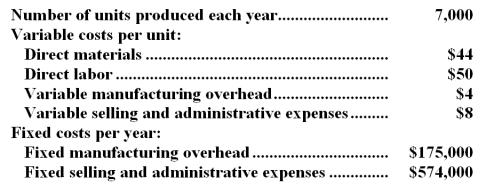 Mascioli Corporation produces a single product and has the following cost structure: Required: Compute the unit product cost under variable costing.Show your work!
