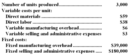 Przygocki Inc. ,which produces a single product,has provided the following data for its most recent month of operation: The company had no beginning or ending inventories. Required: Compute the unit product cost under absorption costing.Show your work!