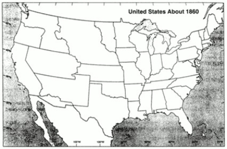 Map Exercise 12-2 You will need pens of five different colors to complete this exercise. On the first outline map that follows and using the map in the text entitled The Kansas-Nebraska Act and Slavery Expansion, 1854 and an historical atlas as guides: -Refer to Map Exercise 12-2. Mark the location of the following rivers and bodies of water: Lake Erie Lake Huron Lake Ontario Lake Michigan Lake Superior Mississippi River Ohio River St. Lawrence River