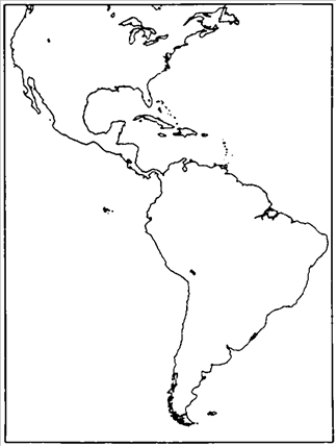 Map Exercise 1-1 -Refer to Map Exercise 1-1. Using three pens of different colors highlight pens will work fine) and referring to an historical atlas, mark the location of: the Aztec Empire the Inca Empire the Maya Empire