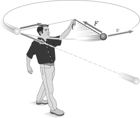 <strong>Examine the figure below.What is the name of the force that the string exerts on the ball? </strong> A) Centripetal force B) Gravity C) Friction force D) Air resistance