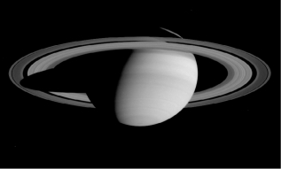 If Saturn's rotational period is 11 hours and its radius is 6 × 10⁷ meters,what is the average speed of a cloud in its atmosphere that is rotating with Saturn? (Neglect differential speeds due to winds.)