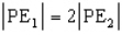 <strong>Suppose the gravitational potential energy for a mass at an altitude of one Earth radius is PE<sub>1</sub> and at two Earth radii is PE<sub>2</sub>.How do the absolute values of these potential energies compare?</strong> A) B) C) D) but is not equal to