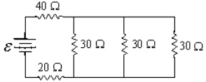 <strong>If e = 20 V,at what rate is thermal energy being generated in the 20-W resistor? </strong> A)6.5 W B)1.6 W C)15 W D)26 W
