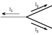 <strong>What is Kirchhoff's 1st equation for this junction? </strong> A)I<sub>1</sub> = I<sub>2</sub> + I<sub>3</sub> B)I<sub>2</sub> = I<sub>1</sub>+ I<sub>2</sub> C)I<sub>3</sub> = I<sub>1</sub> + I<sub>2</sub> D)I<sub>1</sub> + I<sub>2</sub> + I<sub>3</sub> = 0