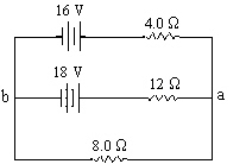 <strong>What is the potential difference between points a and b? </strong> A)6 V B)8 V C)12 V D)24 V