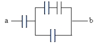 <strong>What is the equivalent capacitance between points a and b? All capacitors are 2.5 μF. </strong> A) 1.42 µF B) 0.36 µF C) 1.5 µF D) 0.67 µF E) 0.27 µF