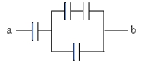 <strong>What is the equivalent capacitance between points a and b? All capacitors are 2.0 μF. </strong> A) 1.2 µF B) 0.25 µF C) 4.0 µF D) 0.60 µF