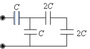 <strong>If C = 48 µF,determine the equivalent capacitance for the combination shown. </strong> A) 32 µF B) 48 µF C) 24 µF D) 28 µF