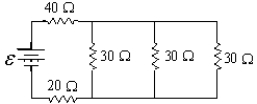 <strong>If ε = 20 V,at what rate is thermal energy being generated in the 40-Ω resistor? </strong> A) 26 W B) 1.6 W C) 3.3 W D) 15 W