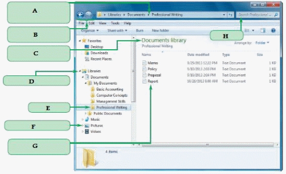 You would click the item marked D in the accompanying figure to collapse the folder.