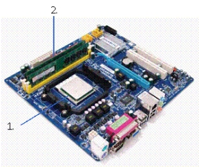 <strong> In the figure above, #1 is pointing to the ____.</strong> A)ROM chip B)Battery C)Microprocessor D)Memory Chip