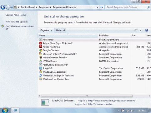 <strong> To access the uninstall utility in the figure above, you would select ____ from the Start Menu, and then select Uninstall a Program.</strong> A)My Computer B)Control Panel C)My Documents D)All Programs