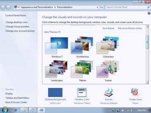 <strong> Referring to the figure above, you can modify individual aspects of a theme using the ____ links.</strong> A)Desktop Background B)Window Color C)Sounds D)all of the above