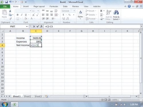 <strong> In the figure above, to apply the formula =C2-C3, you would click the ____ key.</strong> A)Enter B)Apply C)F3 D)F6