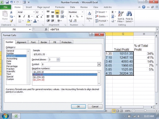 <strong> Referring to the figure above, to apply the number format chosen in the dialog box, you would ____.</strong> A)click the OK button B)click the Cancel button, then click Apply C)click the Number format buttons in the Number group of the Home tab D)exit the screen by pressing the x in the upper right-hand corner