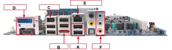   The item marked E in the accompanying figure is an Ethernet network port.<div style=padding-top: 35px> 
