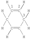 <strong>Which statement is correct for the structure shown? </strong> A)The molecule contains a total of 16 σ bonds. B)Carbon no.1 is described by sp hybridization. C)The molecule contains a total of four π bonds. D)Carbon no.3 is described by sp<sup>3</sup> hybridization. E)The molecule contains a delocalized π bond system.