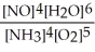 <strong>What is the equilibrium constant expression for: 4 NH<sub>3</sub>(g)+ 5 O<sub>2</sub>(g)⇌ 4 NO(g)+ 6 H<sub>2</sub>O(g)</strong> A)   B)   C)   D)   E)   <div style=padding-top: 35px> 