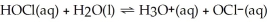 What is the hydronium ion concentration of a 0.150 mol L<sup>-1</sup> aqueous hypochlorous acid solution with The equation for the dissociation of hypochlorous acid is below: