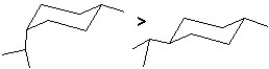 <strong>Find the answer that has correct both the two structures of cis-1-isopropyl-4-methylcyclohexane and their relative stability (stability is indicated with > meaning more stable than).</strong> A) B) C) D)