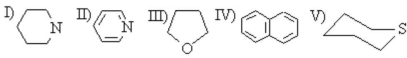Compounds I)to V)are all cyclic compounds.How many heterocyclic compounds are among them?