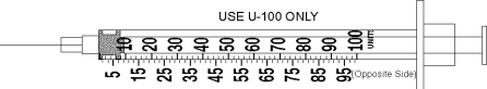 Draw an arrow to point to the volume that corresponds to the dose to be administered with the given equipment. Administer 68 units.