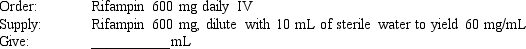 Given: Compute the amount of medication that will be given to administer one dose of the following medication orders by using a proportion to obtain your answers. Round all parenteral administration orders that are over 1 mL to one decimal place. Round all parenteral administration orders under 1 mL to two decimal places. Do not include zeros at the end of decimal numbers. The problems and drug orders are presented for practice only, and actual prescribed dosages will vary according to a patient's age, condition, reaction, additional medications, and other factors.